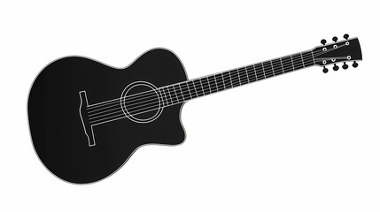 Fototapeta premium Silhouette of a six-string acoustic musical instrument shown from a high angle