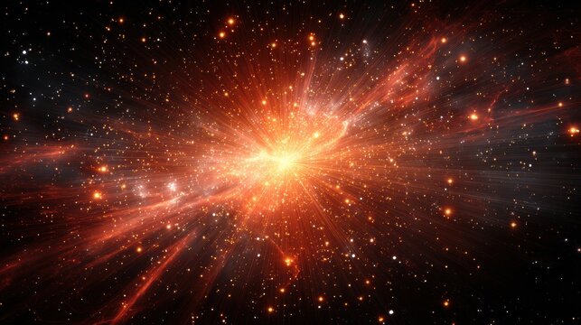 Red and Orange Cosmic Energy Burst in Dark Space.