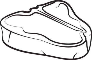 Black and white line drawing of a t bone steak meat