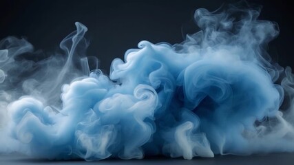 Dynamic blue smoke swirling and flowing in a dark background creating soft textures with light gradients showcasing movement and transitions from beginning to end of the clip - Powered by Adobe