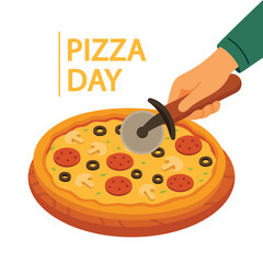 World Pizza Day Celebration Pizza Illustration