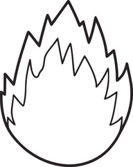 Black and white simple line drawing of fire flame heat