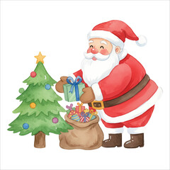 Santa Claus Delivery Man Vector Christmas Illustration Isolated on White Background
