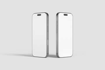 Two Modern Mobile Phone Mockups with Empty Displays for App Design