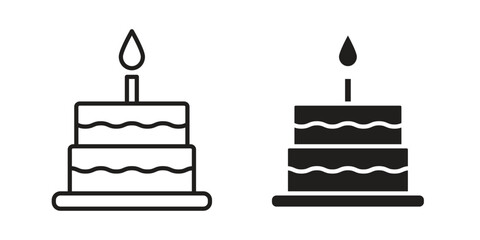Cake icons in different style, sign or symbol, suitable for apps and websites