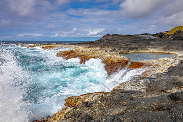 Rough sea and natural pools, Azores, Portugal