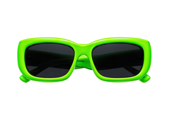 Bright lime sunglasses with dark lenses on black