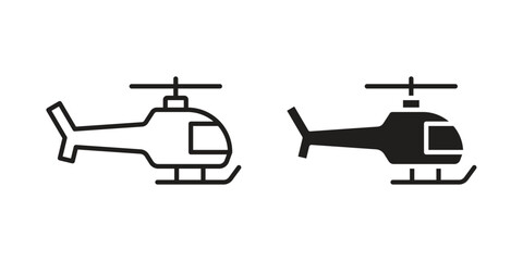 Helicopter icons in different style, sign or symbol, suitable for apps and websites