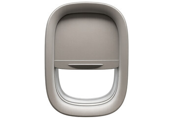 Airplane window with blind half open showing travel, flight, and journey concepts on transparent background