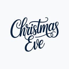 Christmas Eve written in a joining script style with a bold and stylish stroke in clean vector format, designed as an elegant festive typography logo perfect for holiday greetings, winter celebrations