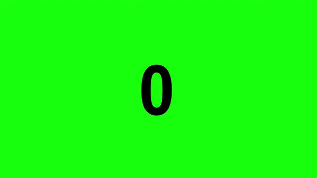 five second countdown timer animation, 5 to 0 seconds with precision vertical flip effect on green background
