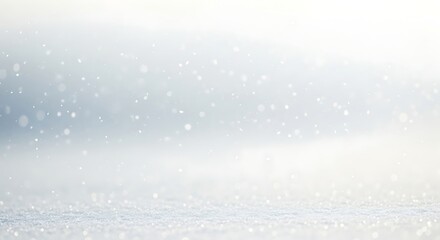 Fototapeta premium Soft focus winter scene with gentle snowfall over a bright, snowy landscape creating a serene and cold atmosphere