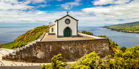 Small church on Monte Carneiro near Horta city (Faial), Azores, Portugal