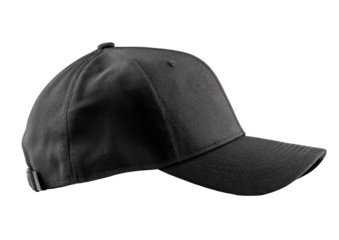 Simple black baseball cap, tilted