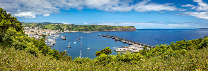 Panorama of Horta harbour, Faial, Azores, Portugal