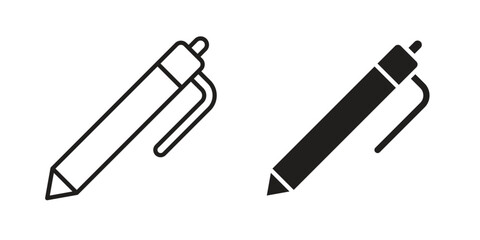 Pen icons in different style, sign or symbol, suitable for apps and websites