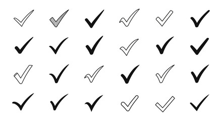 Tick Marks Collection of Hand-Drawn Check Marks for Verification and Confirmation