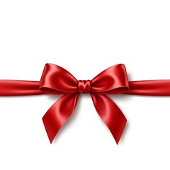 Fototapeta premium Realistic bow set. Red silk ribbons with bows festive decor satin rose, luxury elements for holiday