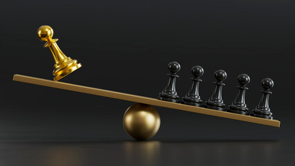 Golden Chess Pawn Tilts Seesaw: Overcoming Multiple Black Pawns for Decisive Strategic Triumph