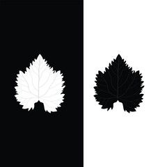 Black and White Leaf Silhouette Contrast Minimalist Vector Design