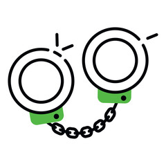 flat design icon of handcuffs 