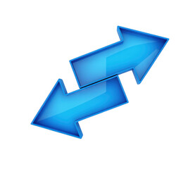Two blue arrows pointing opposite directions isolated on a transparent background