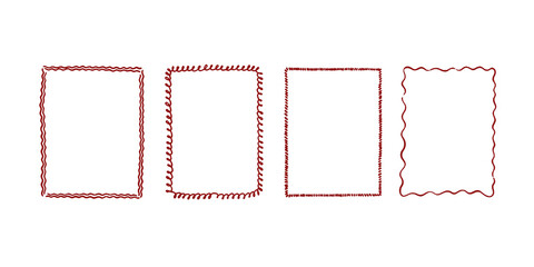 Hand drawn ink vintage frames. Stamp or letter mark frames for greeting cards, wedding, birthday party, invitations in italian or greek marine sea coastal style. Minimalist coquette vector borders