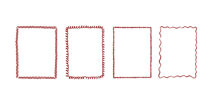 Hand drawn ink vintage frames. Stamp or letter mark frames for greeting cards, wedding, birthday party, invitations in italian or greek marine sea coastal style. Minimalist coquette vector borders