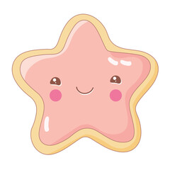 Gingerbread cookie in a shape of a star. Vector illustration.