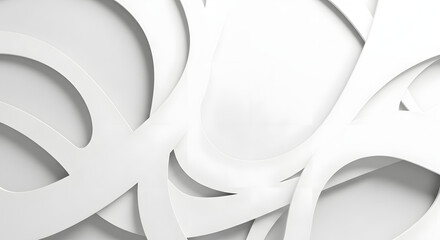 Abstract white paper cutouts with soft shadows and curves
