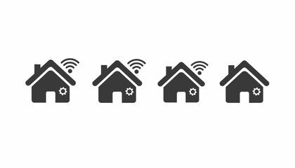 Minimalist Simple Smart Home Automation Line Icon Set Illustration