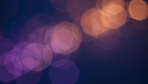 Out of Focus Octagonal Bokeh Lights in Purple and Orange