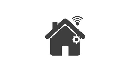 Modern Flat Home Automation Sign with Wifi and Cog Icon