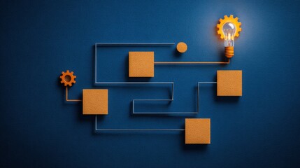 Light bulb resting against a blue wall representing bright ideas and corporate innovation leadership roadmap