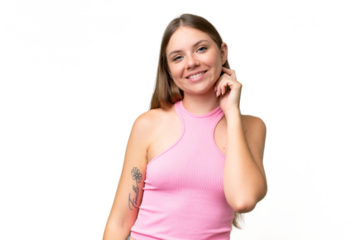 Young beautiful blonde woman over isolated background laughing