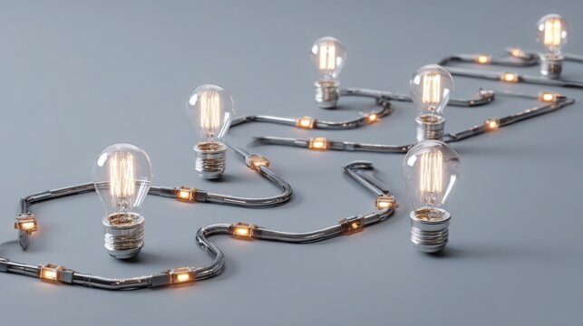 Collective group of light bulbs symbolizing diverse ideas and collaborative innovation in modern corporate environments