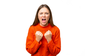 Young blonde woman over isolated chroma key background frustrated by a bad situation