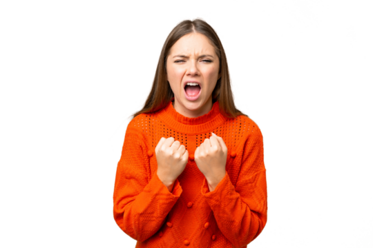 Young blonde woman over isolated chroma key background frustrated by a bad situation