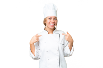 Young chef woman over isolated chroma key background with surprise facial expression