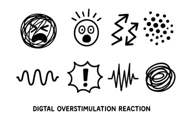 Emotional overload icons: hand drawn reactions to digital stimuli