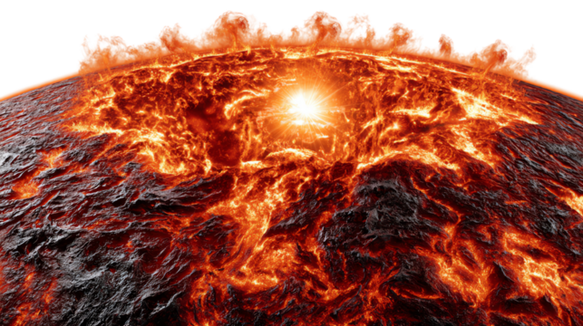 An intense view of the sun's surface with fiery eruptions and bright bursts of solar flares, showcasing the dynamic energy of our star. - Powered by Adobe