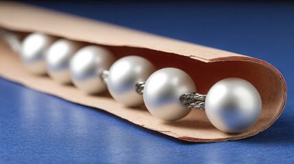 Elegant row of shimmering pearls symbolizing corporate performance optimization strategy roadmap concept and progress