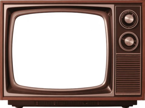 Vintage television with black screen isolated on a transparent background - Powered by Adobe