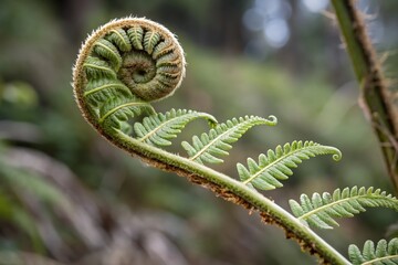 spiral pattern on fern branch in nature
