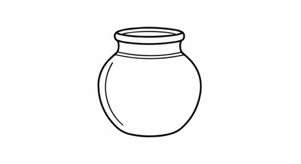Simple Black and White Pot Illustration with Rounded Body.