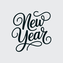 New Year written in a joining script style with a bold and stylish stroke in high-quality vector format, designed as an elegant festive typography logo suitable for celebration graphics, greeting card © Rimsha