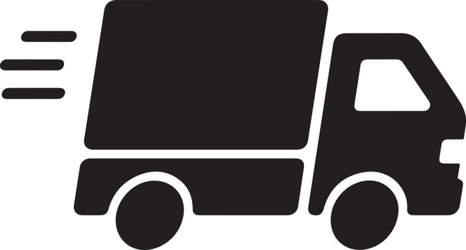 Fast shipping delivery truck flat icon for apps and websites