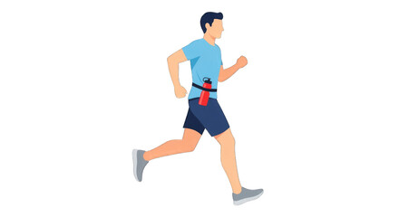 Man Running with Hydration Belt and Water Bottle.
