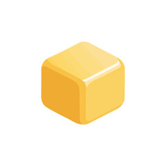 Fototapeta premium A_Simple_flat_2D_icon_of_a_butter_cube_isolated_on_a_white, simple illustration with EPS format design, simple flat 2D icon, minimalist design, clipart
