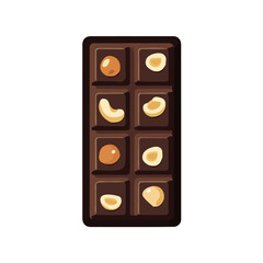 A_Simple_flat_2D_icon_of_a_chocolate_bar_with_nuts_isolated, simple illustration with EPS format design, simple flat 2D icon, minimalist design, clipart